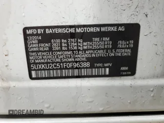 2015 BMW X6 xDrive35i with VIN 5UXKU2C51F0F96388, listed as a Copart auction lot 41023903 with 103,048 mi miles. Bid and sale history available at carsss.com. Image 12.