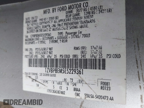 2014 Ford Mustang V6 z VIN 1ZVBP8EM5E5229361, wystawiony jako IAAI lot #42163228 z przebiegiem 199 081 mil mil oraz . Historia ofert i sprzedaży dostępna na DreamBid. Obrazek 9.