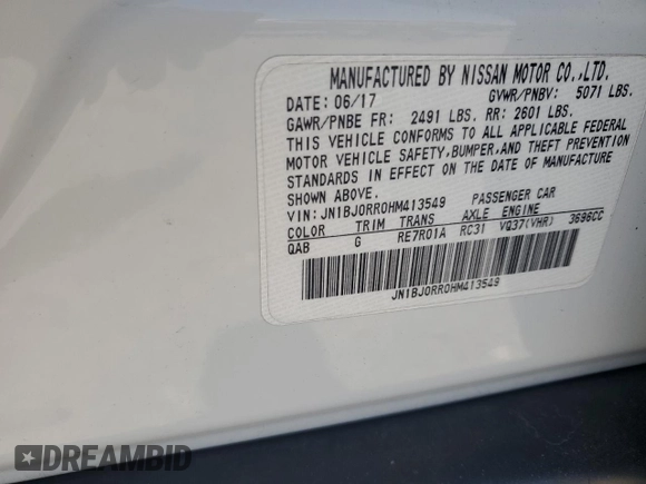 2017 Infiniti QX50 z VIN JN1BJ0RR0HM413549, wystawiony jako Copart lot #59093515 z przebiegiem 78 914 mil mil oraz Szkoda całkowita • Salvage title. Historia ofert i sprzedaży dostępna na DreamBid. Obrazek 14.