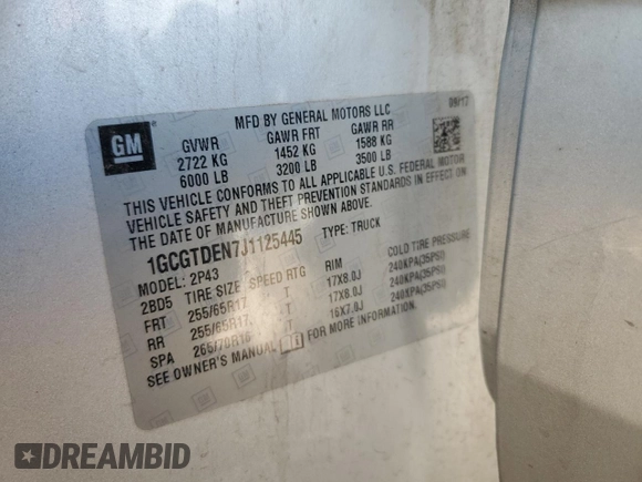 2018 Chevrolet Colorado 4WD Z71 z VIN 1GCGTDEN7J1125445, wystawiony jako Copart lot #53867035 z przebiegiem 101 681 mil mil oraz Szkoda całkowita • Salvage title. Historia ofert i sprzedaży dostępna na DreamBid. Obrazek 12.