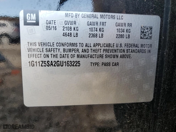 2016 Chevrolet Impala LS with VIN 1G11Z5SA2GU163225, listed as a Copart auction lot 85083894 with 214,510 mi miles and Salvage Title. Bid and sale history available at carsss.com. Image 14.