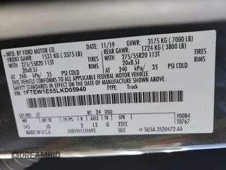 2020 Ford F-150 XL with VIN 1FTEW1E55LKD05940, listed as a Copart auction lot 51272825 with 0 mi miles and Salvage Title. Bid and sale history available at carsss.com. Image 12.
