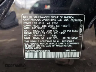 2023 Volkswagen Atlas SEL Premium R-Line with VIN 1V2FR2CA5PC552133, listed as a Copart auction lot 47933765 with 19,564 mi miles and Salvage title. Bid and sale history available at DreamBid. Image 14.