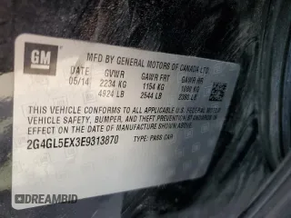 2014 Buick Regal with VIN 2G4GL5EX3E9313870, listed as a Copart auction lot 74001694 with 148,030 mi miles and Clean Title. Bid and sale history available at DreamBid. Image 12.