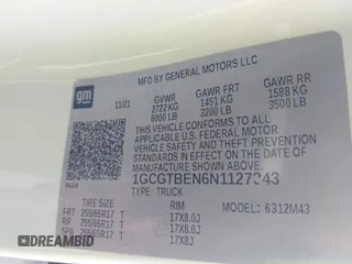 2022 Chevrolet Colorado 4WD Work Truck with VIN 1GCGTBEN6N1127343, listed as a IAAI auction lot 42106816 with 26,676 mi miles and . Bid and sale history available at DreamBid. Image 9.
