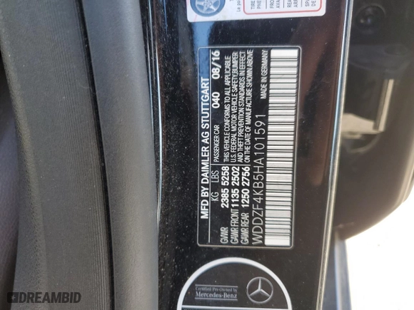 2017 Mercedes-Benz E-Class E 300 Luxury with VIN WDDZF4KB5HA101591, listed as a Copart auction lot 49370585 with 0 mi miles and Salvage Title. Bid and sale history available at carsss.com. Image 12.
