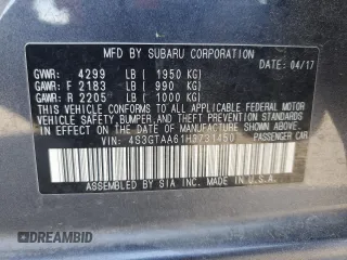 2017 Subaru Impreza with VIN 4S3GTAA61H3731450, listed as a Copart auction lot 60863675 with 88,376 mi miles and Salvage title. Bid and sale history available at DreamBid. Image 13.