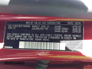 2015 Volvo S60 T5 Premier with VIN YV1612TB3F1309765, listed as a IAAI auction lot 42108221 with 103,874 mi miles. Bid and sale history available at carsss.com. Image 9.