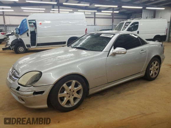 2003 Mercedes-Benz SLK-Class 2.3L with VIN WDBKK49F83F293647, listed as a Copart auction lot 51088045 with 199,456 mi miles and Salvage Title. Bid and sale history available at carsss.com. Image 1.