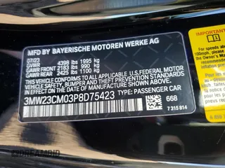 2023 BMW 2 Series 230i with VIN 3MW23CM03P8D75423, listed as a Copart auction lot 41689974 with 0 mi miles. Bid and sale history available at carsss.com. Image 12.