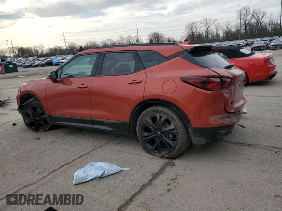 2021 Chevrolet Blazer RS z VIN 3GNKBERSXMS544435, wystawiony jako Copart lot #49710865 z przebiegiem 57 321 mil mil oraz Szkoda całkowita • Salvage title. Historia ofert i sprzedaży dostępna na DreamBid. Obrazek 2.