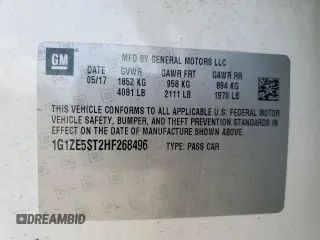 2017 Chevrolet Malibu LT with VIN 1G1ZE5ST2HF268496, listed as a Copart auction lot 52694745 with 127,917 mi miles and Salvage Title. Bid and sale history available at DreamBid. Image 14.