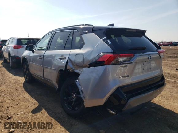 2021 Toyota RAV4 Hybrid XSE with VIN 2T3E6RFV9MW013200, listed as a Copart auction lot 52163255 with 58,336 mi miles and Salvage title. Bid and sale history available at DreamBid. Image 2.