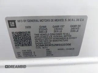 2021 Chevrolet Blazer LT с VIN 3GNKBDRS2MS510306, выставлен на аукционе IAAI как лот 42267830 с пробегом 96 745 миль миль и . История ставок и продаж доступна на DreamBid. Изображение 9.