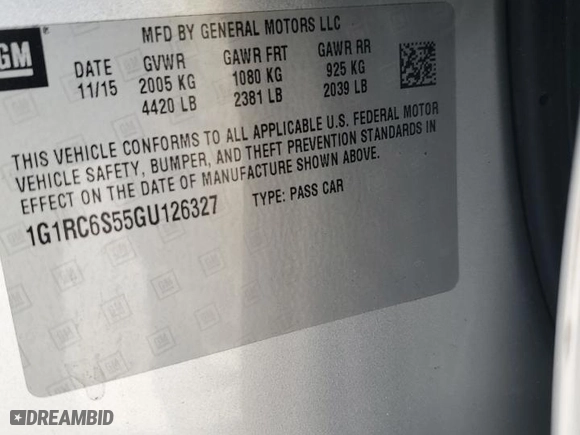 2016 Chevrolet Volt LT with VIN 1G1RC6S55GU126327, listed as a Copart auction lot 50753515 with 143,296 mi miles and Salvage Title. Bid and sale history available at carsss.com. Image 12.