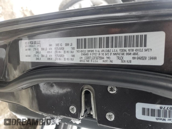 2015 Ram 1500 Big Horn with VIN 1C6RR7LG3FS679944, listed as a Copart auction lot 81258754 with 149,253 mi miles and Clean title. Bid and sale history available at DreamBid. Image 14.