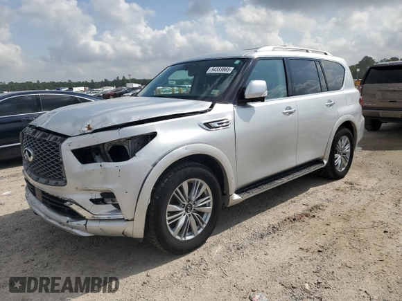 2018 Infiniti QX56 8-passenger with VIN JN8AZ2NC7J9440498, listed as a Copart auction lot 54333865 with 80,904 mi miles and Salvage Title. Bid and sale history available at carsss.com. Image 1.