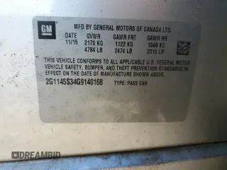 2016 Chevrolet Impala LTZ with VIN 2G1145S34G9140168, listed as a Copart auction lot 57516135 with 158,344 mi miles and Salvage title. Bid and sale history available at DreamBid. Image 12.