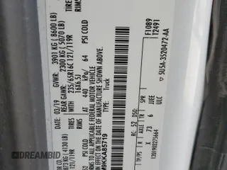 2019 Ford Transit с VIN 1FTYE1YM9KKA85719, выставлен на аукционе Copart как лот 82785734 с пробегом 309 125 миль миль и Чистый • Clean title. История ставок и продаж доступна на DreamBid. Изображение 13.