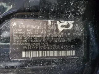 2011 BMW 3 Series 335i with VIN WBAPM5C52BE435581, listed as a Copart auction lot 43613475 with 125,322 mi miles and Salvage Title. Bid and sale history available at carsss.com. Image 12.
