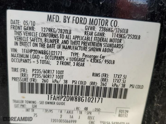 2011 Ford Taurus SE with VIN 1FAHP2DW8BG102171, listed as a Copart auction lot 45573935 with 207,920 mi miles and Non Repairable. Bid and sale history available at carsss.com. Image 12.
