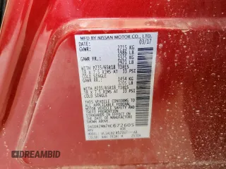 2017 Nissan Pathfinder S with VIN 5N1DR2MN7HC672605, listed as a Copart auction lot 57998845 with 105,434 mi miles and Clean title. Bid and sale history available at DreamBid. Image 13.