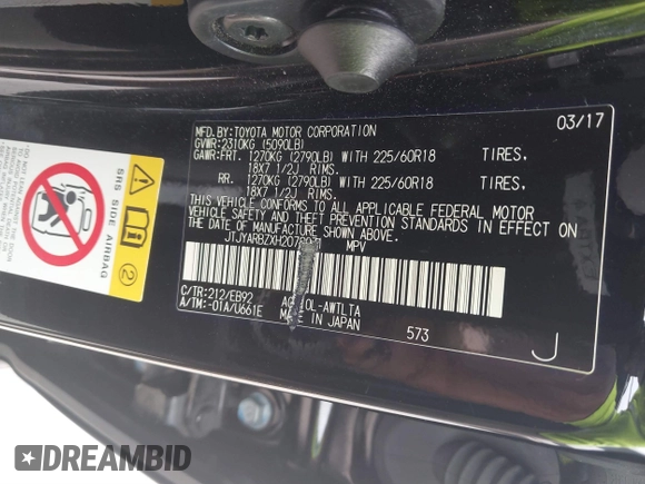 2017 Lexus NX with VIN JTJYARBZXH2072031, listed as a IAAI auction lot 41681622 with 66,905 mi miles. Bid and sale history available at carsss.com. Image 9.