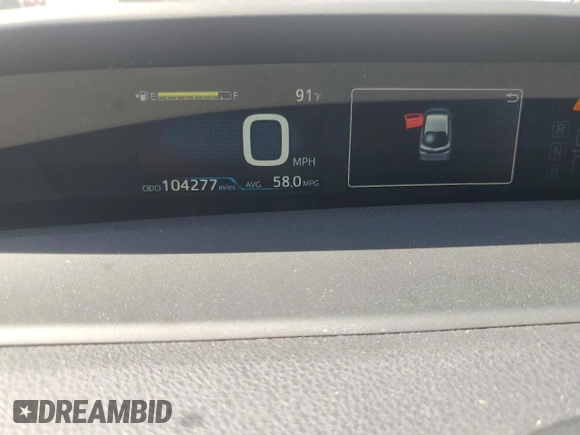 2020 Toyota Prius LE z VIN JTDKARFP6L3138529, wystawiony jako Copart lot #60039375 z przebiegiem 104 277 mil mil oraz Szkoda całkowita • Salvage title. Historia ofert i sprzedaży dostępna na DreamBid. Obrazek 9.