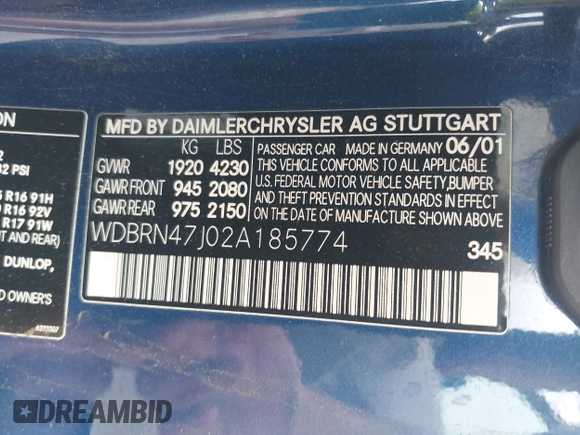 2002 Mercedes-Benz C 230/260/280/320 с VIN WDBRN47J02A185774, выставлен на аукционе IAAI как лот 42258843 с пробегом Не указан миль и . История ставок и продаж доступна на DreamBid. Изображение 9.