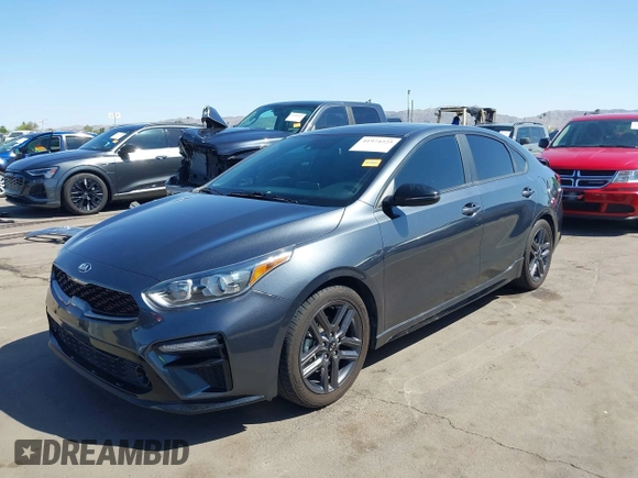 2021 Kia Forte GT-Line with VIN 3KPF34AD9ME329982, listed as a IAAI auction lot 41974225 with 65,197 mi miles. Bid and sale history available at carsss.com. Image 2.