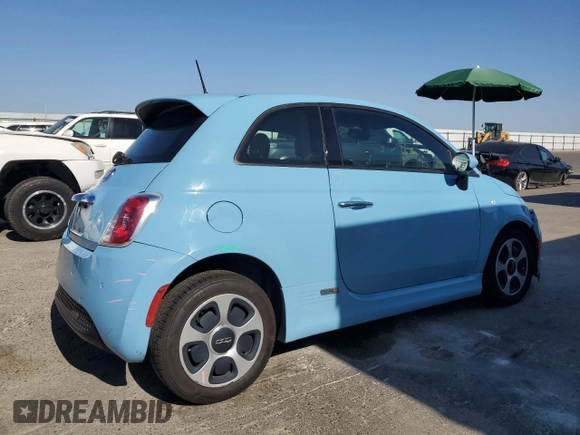 2017 FIAT 500e with VIN 3C3CFFGEXHT565603, listed as a Copart auction lot 61594175 with 57,428 mi miles and Salvage title. Bid and sale history available at DreamBid. Image 3.