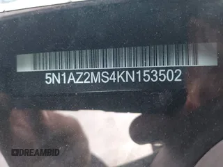 2019 Nissan Murano SL z VIN 5N1AZ2MS4KN153502, wystawiony jako IAAI lot #41827759 z przebiegiem 88 792 mil mil oraz . Historia ofert i sprzedaży dostępna na DreamBid. Obrazek 9.
