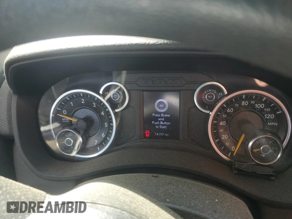 2020 Ram 2500 Big Horn with VIN 3C6UR5DJ2LG297531, listed as a Copart auction lot 48946995 with 74,197 mi miles and Salvage title. Bid and sale history available at DreamBid. Image 9.