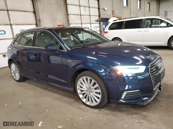 2017 Audi A3 Sportback e-tron Premium Plus with VIN WAUTPBFFXHA089367, listed as a Copart auction lot 79760454 with 52,597 mi miles and Salvage Title. Bid and sale history available at carsss.com. Image 4.