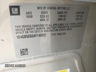 2010 Buick LaCrosse CX with VIN 1G4GB5EG9AF140652, listed as a IAAI auction lot 42182779 with Not Provided miles and . Bid and sale history available at DreamBid. Image 9.