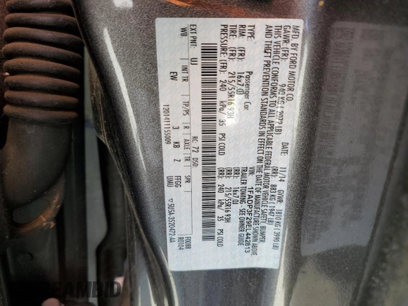 2014 Ford Focus SE with VIN 1FADP3F29EL442813, listed as a Copart auction lot 55350565 with 109,881 mi miles and Salvage Title. Bid and sale history available at carsss.com. Image 12.