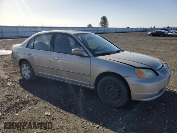 2002 Honda Civic EX with VIN 1HGES25712L014218, listed as a Copart auction lot 52325265 with 206,919 mi miles and Salvage Title. Bid and sale history available at DreamBid. Image 4.