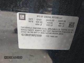 2016 Chevrolet Malibu LS с VIN 1G1ZB5ST9GF276568, выставлен на аукционе IAAI как лот 42114390 с пробегом 131 424 миль миль и . История ставок и продаж доступна на DreamBid. Изображение 9.