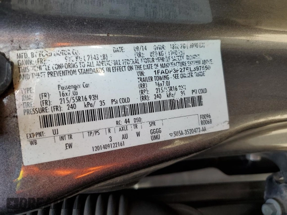 2014 Ford Focus SE with VIN 1FADP3F27EL397550, listed as a Copart auction lot 67544074 with Not Provided miles and Salvage Title. Bid and sale history available at carsss.com. Image 12.