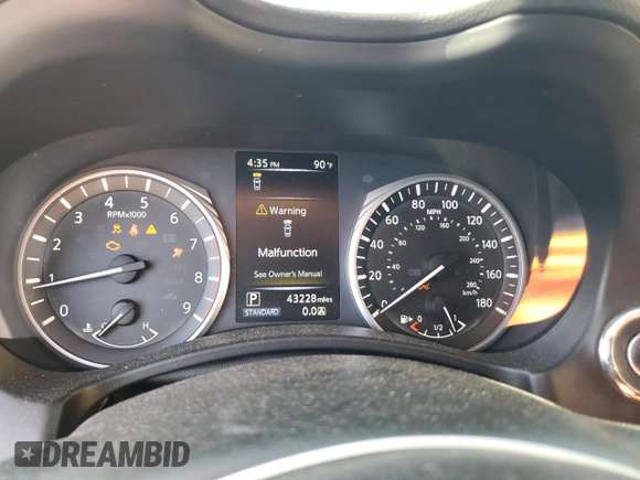 2019 Infiniti Q50 Luxe with VIN JN1EV7APXKM510124, listed as a Copart auction lot 59026325 with 43,228 mi miles and Salvage title. Bid and sale history available at DreamBid. Image 9.
