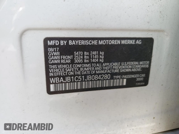 2018 BMW 5 Series 530e xDrive with VIN WBAJB1C51JB084280, listed as a Copart auction lot 45713625 with 106,846 mi miles and Clean Title. Bid and sale history available at carsss.com. Image 12.
