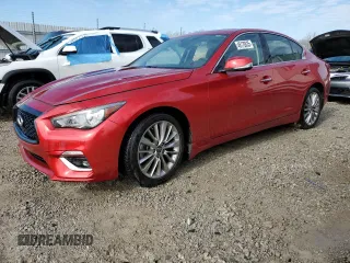 2021 Infiniti Q50 Luxe with VIN JN1EV7BR0MM750589, listed as a Copart auction lot 46170035 with 96,357 mi miles and Salvage title. Bid and sale history available at DreamBid. Image 1.