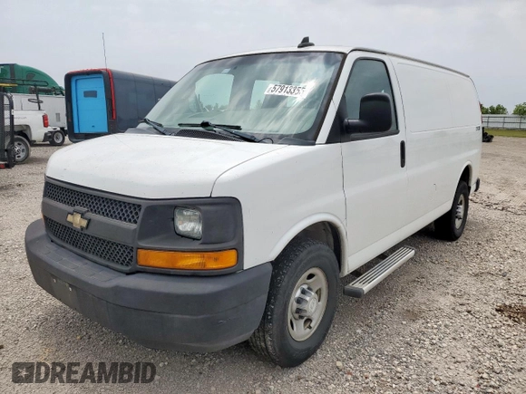 2017 Chevrolet Express Cargo with VIN 1GCWGAFFXH1293421, listed as a Copart auction lot 57913355 with 410,541 mi miles and Clean title. Bid and sale history available at DreamBid. Image 1.