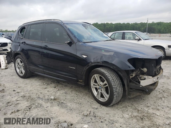 2014 BMW X3 xDrive35i with VIN 5UXWX7C51E0E79351, listed as a Copart auction lot 53645955 with 112,580 mi miles and Salvage Title. Bid and sale history available at DreamBid. Image 4.