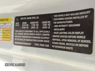 2017 Buick Cascada Premium с VIN W04WH3N51HG095237, выставлен на аукционе IAAI как лот 42653385 с пробегом 72 868 миль миль и . История ставок и продаж доступна на DreamBid. Изображение 9.
