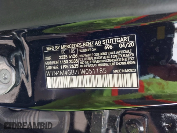 2020 Mercedes-Benz GLB 250 z VIN W1N4M4GB7LW051185, wystawiony jako IAAI lot #41927664 z przebiegiem 48 494 mil mil oraz . Historia ofert i sprzedaży dostępna na DreamBid. Obrazek 9.