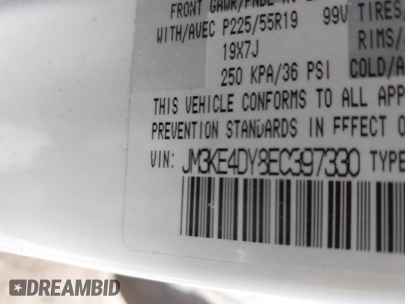 2014 Mazda CX-5 Grand Touring with VIN JM3KE4DY8E0397330, listed as a IAAI auction lot 41868116 with 180,891 mi miles. Bid and sale history available at carsss.com. Image 9.