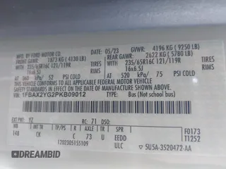 2023 Ford Transit Passenger XL with VIN 1FBAX2YG2PKB09012, listed as a IAAI auction lot 41814263 with 50,901 mi miles. Bid and sale history available at carsss.com. Image 9.