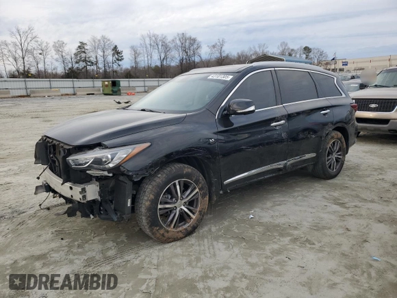 2017 Infiniti QX60 with VIN 5N1DL0MMXHC550625, listed as a Copart auction lot 43181305 with 90,729 mi miles and Salvage Title. Bid and sale history available at carsss.com. Image 1.