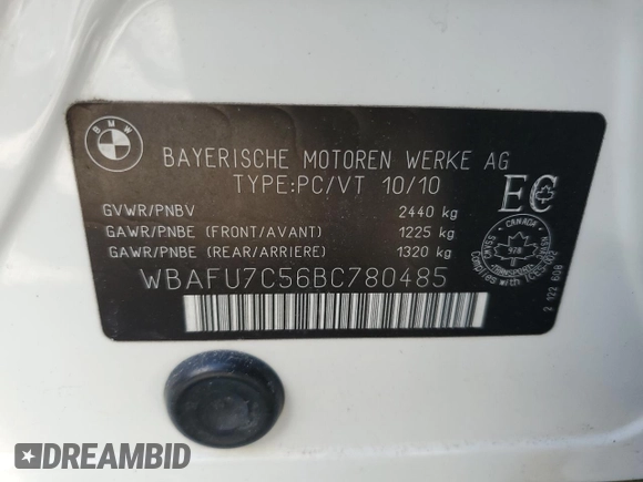 2011 BMW 5 Series 535i xDrive with VIN WBAFU7C56BC780485, listed as a Copart auction lot 47674505 with 196,962 mi miles and Salvage Title. Bid and sale history available at DreamBid. Image 12.